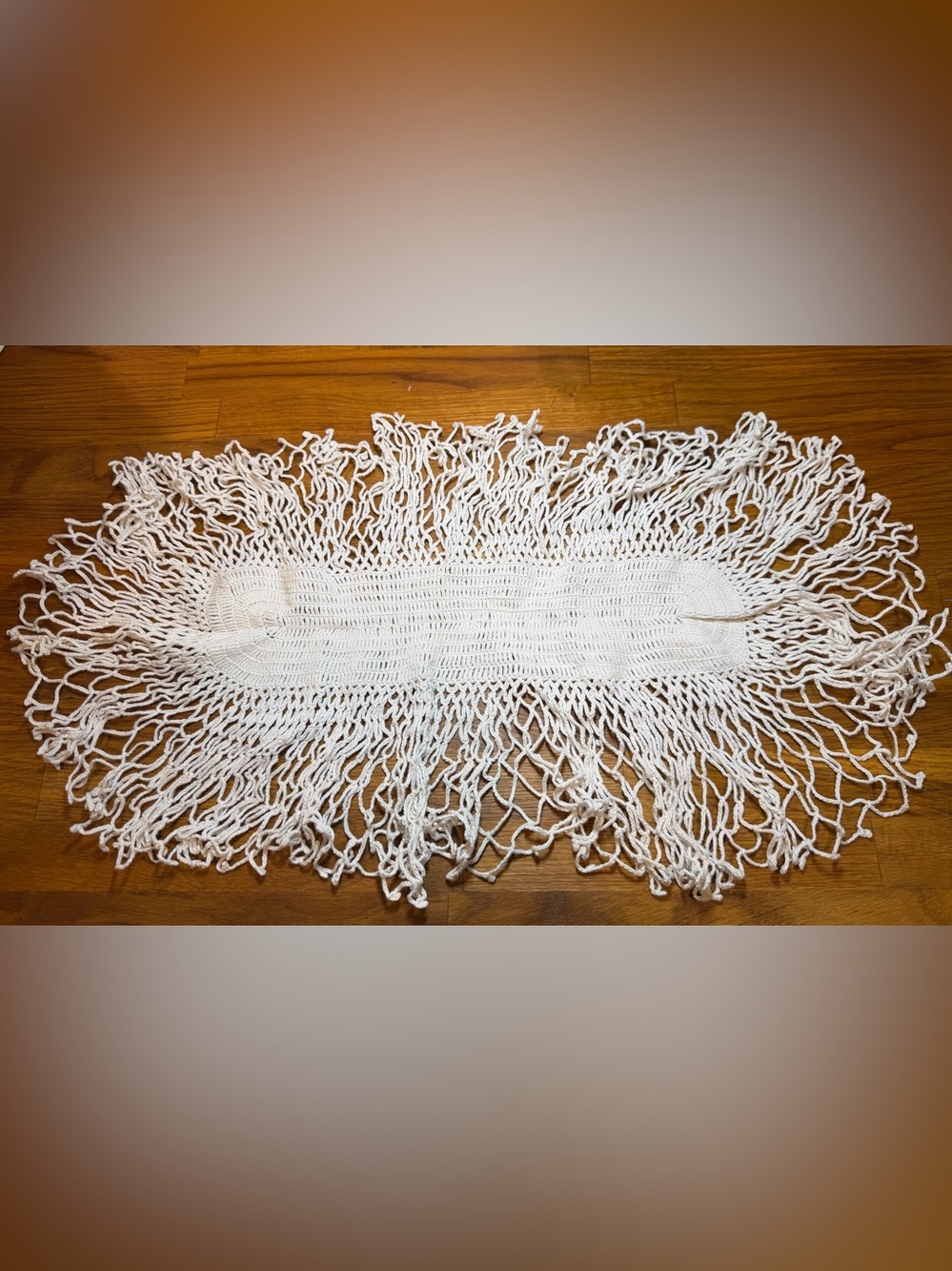 Brand Crochet Fringe Table Runner - White (059)